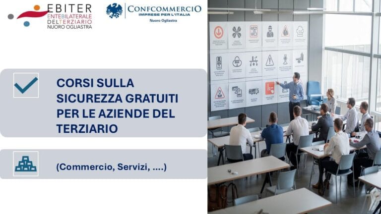 CORSI SULLA SICUREZZA GRATUITI PER LE AZIENDE DEL TERZIARIO (COMMERCIO SERVIZI ETC.)