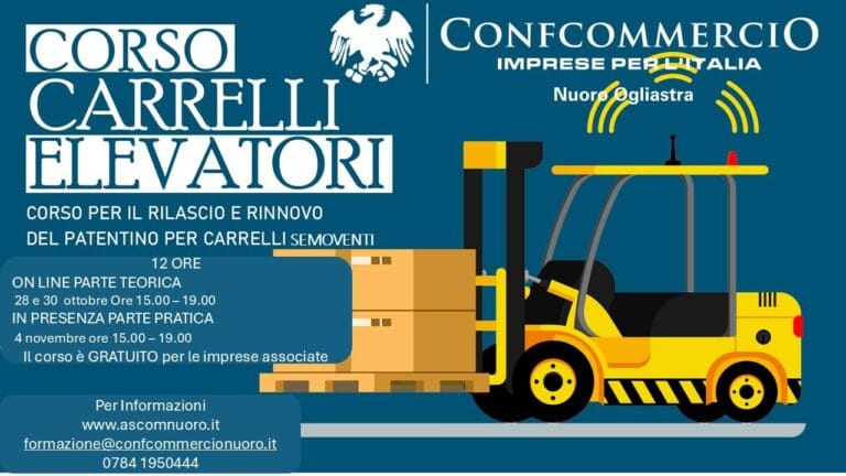 CORSO CARRELLI ELEVATORI. 12 ORE. CON PROVA PRATICA OBBLIGATORIA