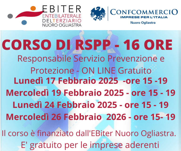 CORSO RSPP – RESPONSABILE SERVIZIO PREVENZIONE E PROTEZIONE – ON LINE