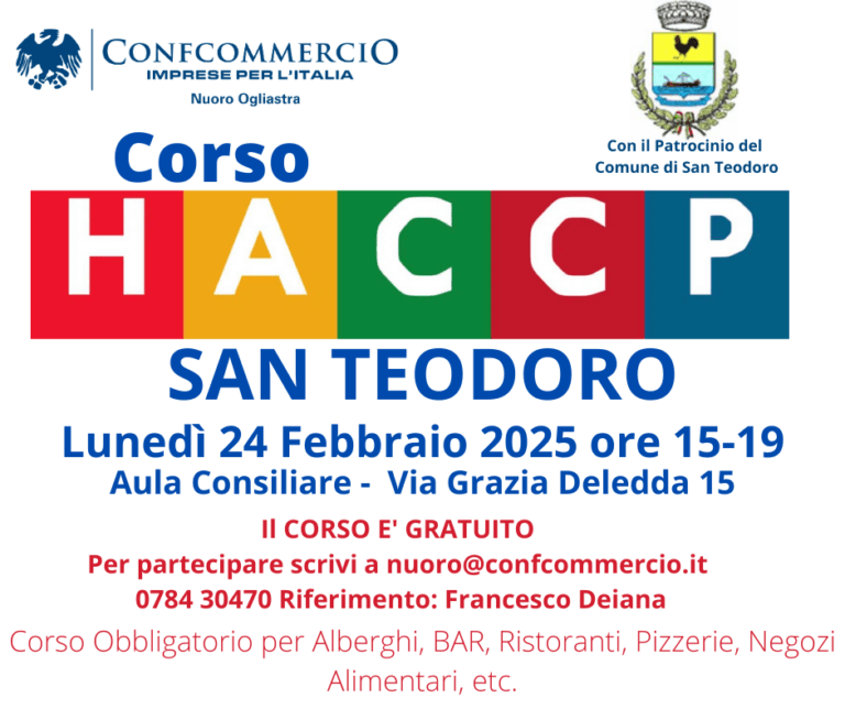 SAN TEODORO. CORSO HACCP 24 FEBBRAIO 2025