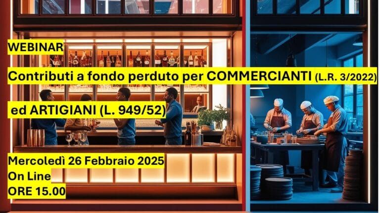 WEBINAR: CONTRIBUTI A FONDO PERDUTO PER COMMERCIANTI ED ARTIGIANI