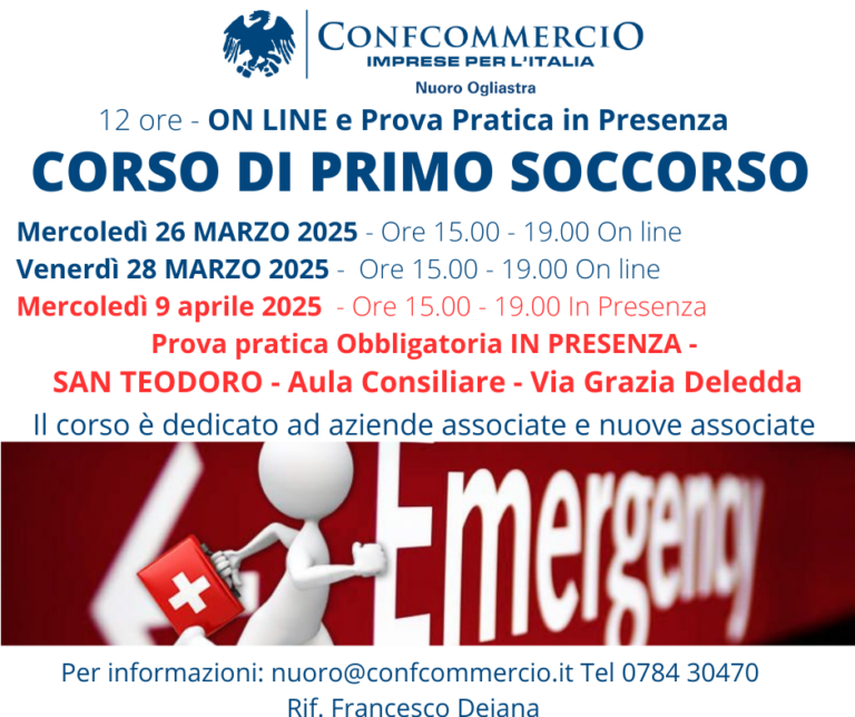 SAN TEODORO: CORSO DI PRIMO SOCCORSO