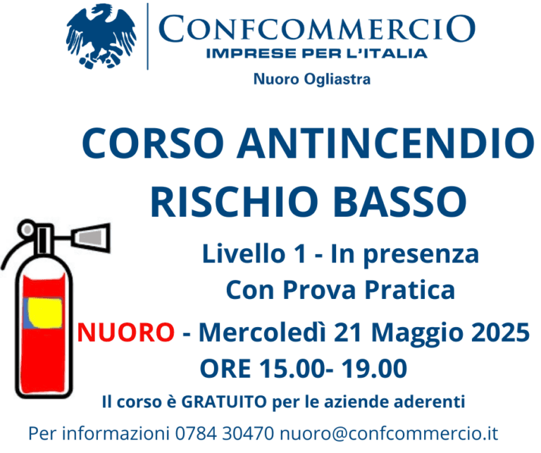 CORSO DI ANTINCENDIO RISCHIO BASSO (LIVELLO 1). MAGGIO 2025