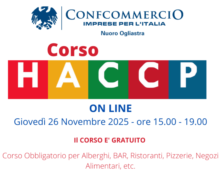 CORSO HACCP 26 NOVEMBRE 2025 ON LINE